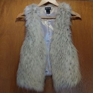 WET SEAL Animal Print Faux Fur Vest
